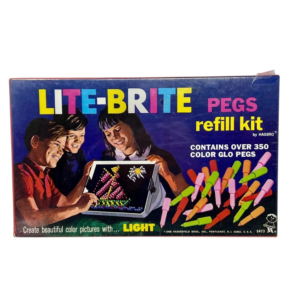 Vintage 1968 Hasbro LITE-BRIGHT Refill Kit 350 Pegs NIP/Unopened